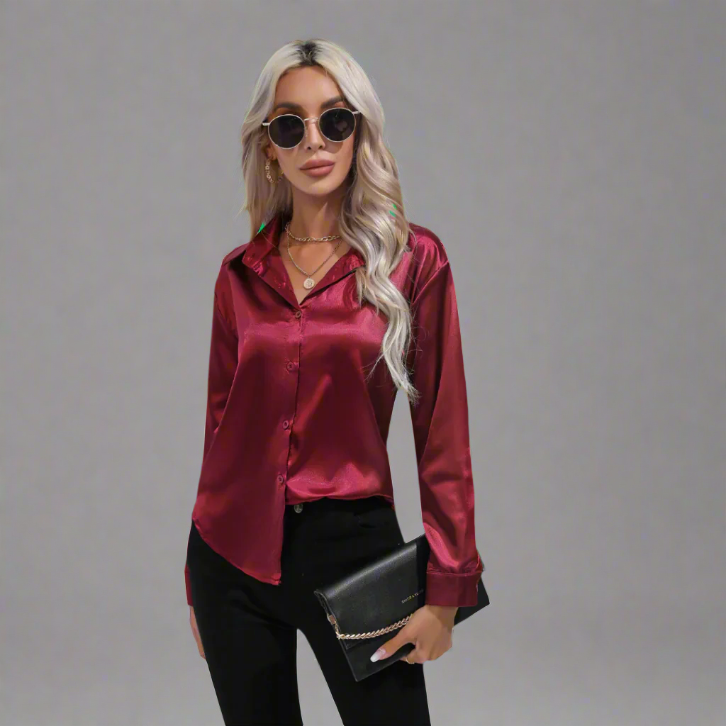 Xaveria | Premium Satin Blouse with Elegant Shine