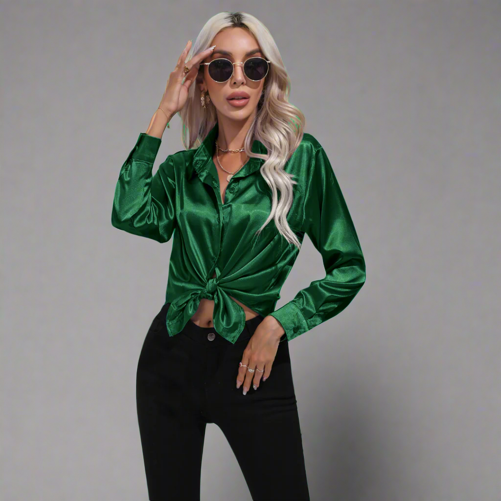 Xaveria | Premium Satin Blouse with Elegant Shine