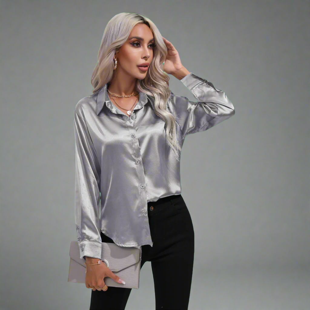 Xaveria | Premium Satin Blouse with Elegant Shine