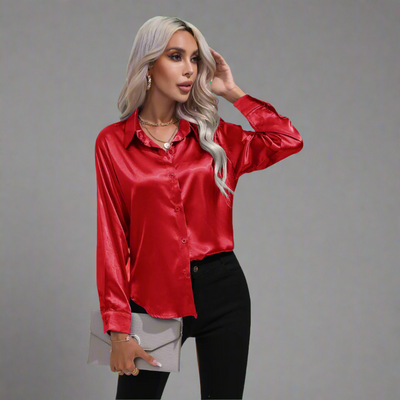 Xaveria | Premium Satin Blouse with Elegant Shine