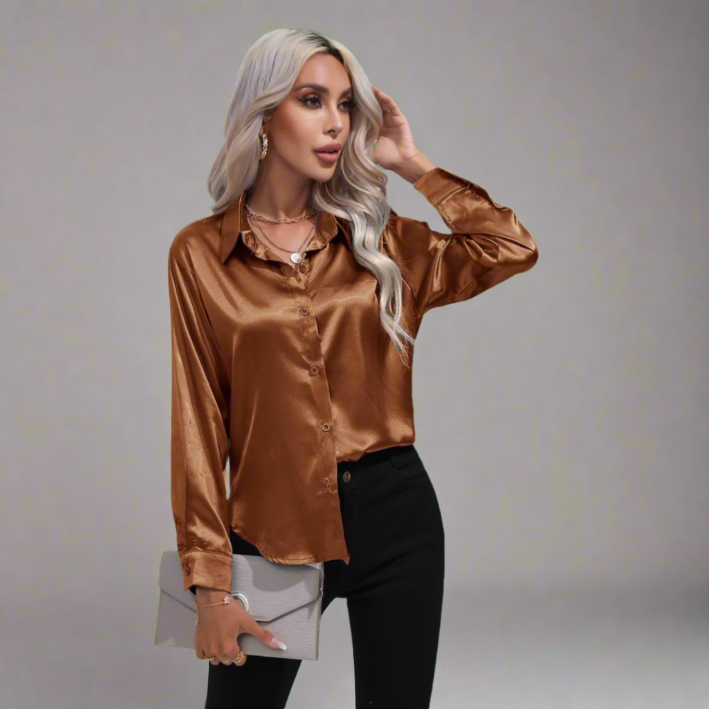 Xaveria | Premium Satin Blouse with Elegant Shine