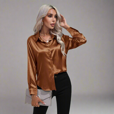Xaveria | Premium Satin Blouse with Elegant Shine