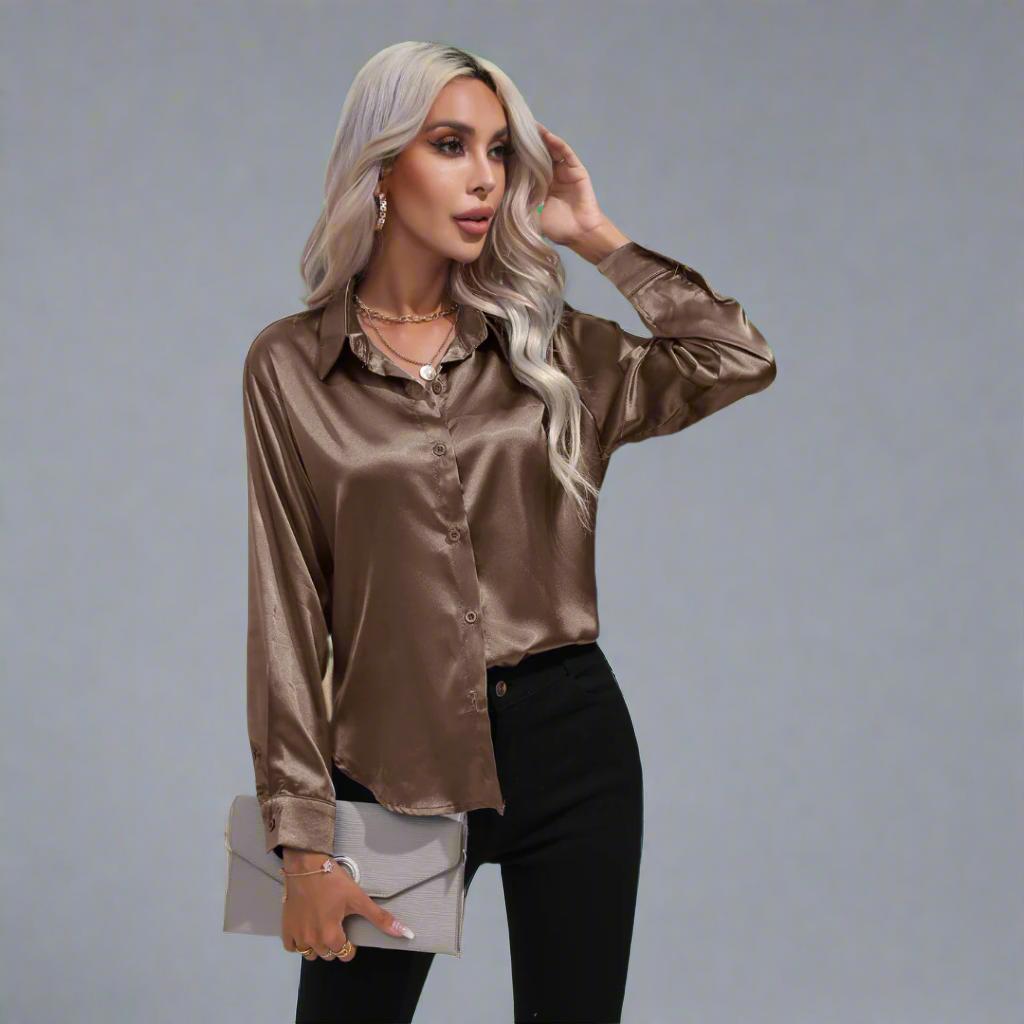 Xaveria | Premium Satin Blouse with Elegant Shine