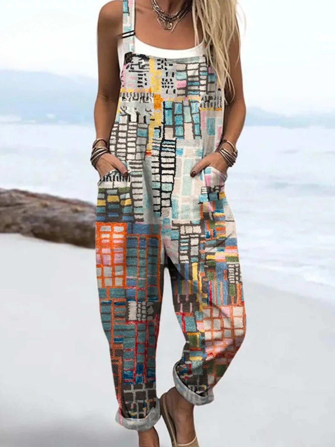 Women's Jumpsuit - Vintage Floral Design, Comfort and Wide Leg Style
