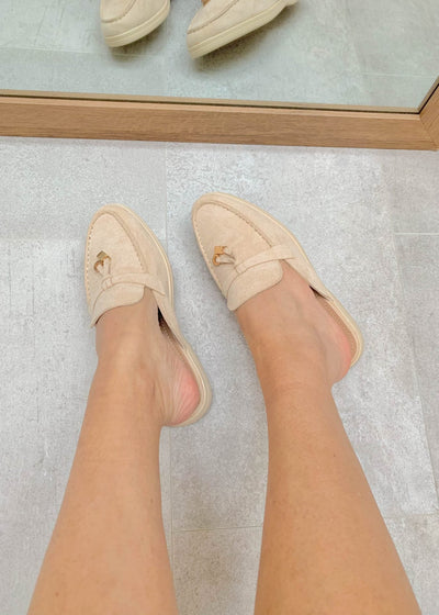 Maris™ | Khaki Suede Summer Loafers with Tassels