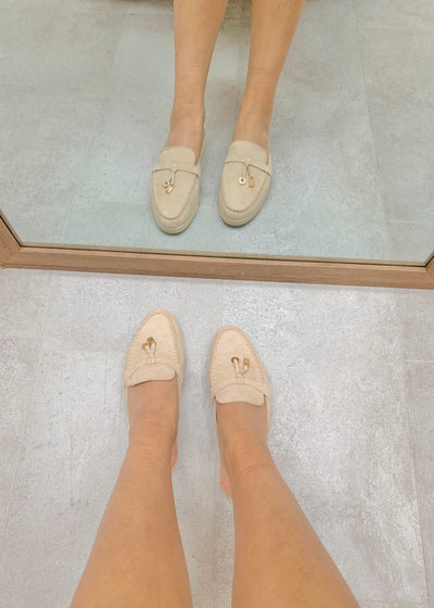 Maris™ | Khaki Suede Summer Loafers with Tassels