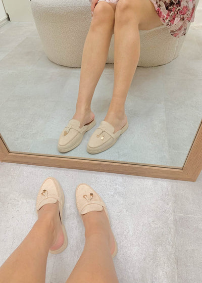 Maris™ | Khaki Suede Summer Loafers with Tassels
