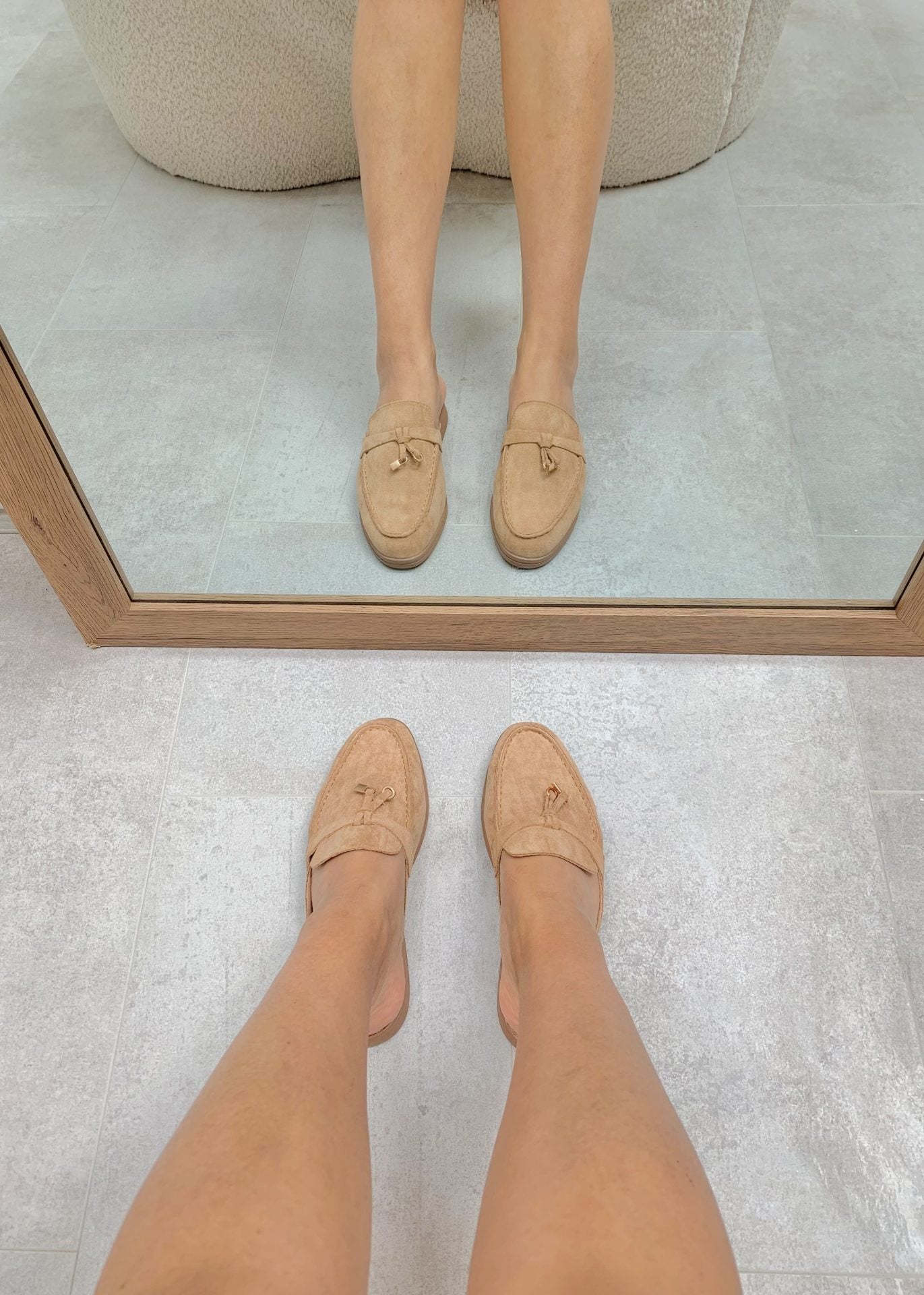 Maris™ | Khaki Suede Summer Loafers with Tassels