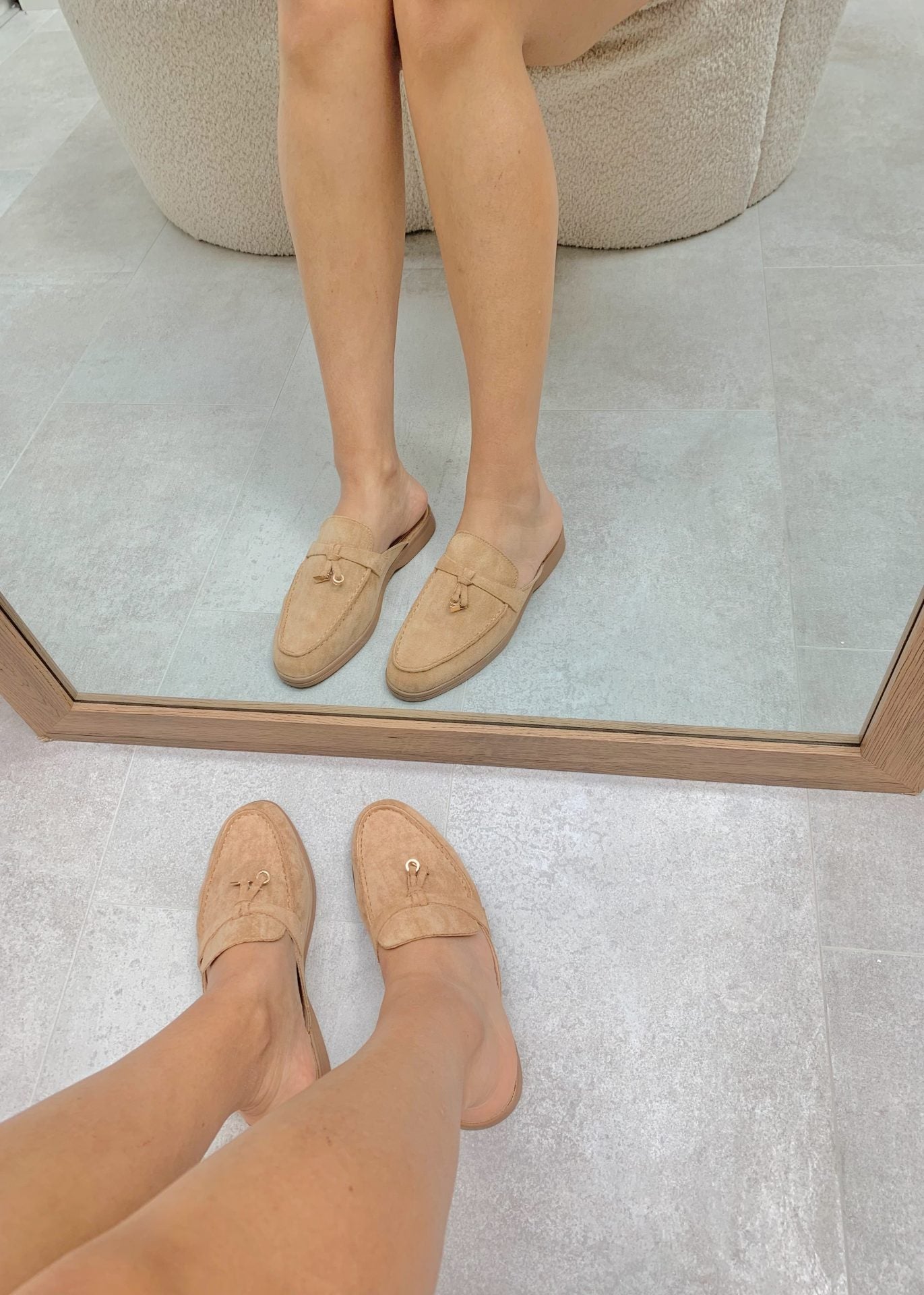 Maris™ | Khaki Suede Summer Loafers with Tassels