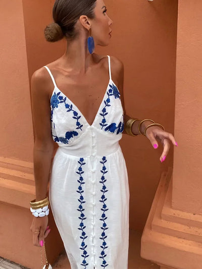 Alessandra™ | Embroidered Strap Dress